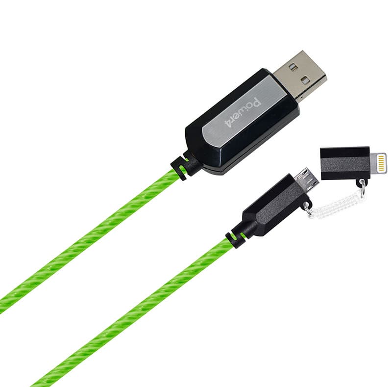 EL Visible 8 Pin Lightning To Micro USB Flowing Round Cable